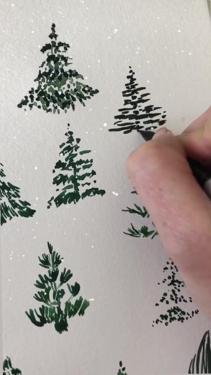 Leah bisch studio; watercolor christmas tree