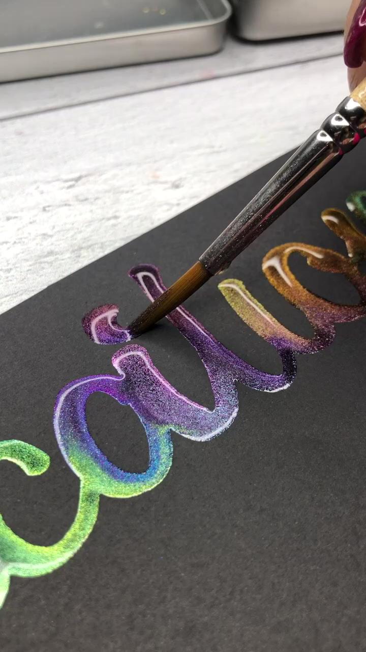 Learn all about metallic watercolor; cactus hand lettering and watercolor and calligraphy using brush pens