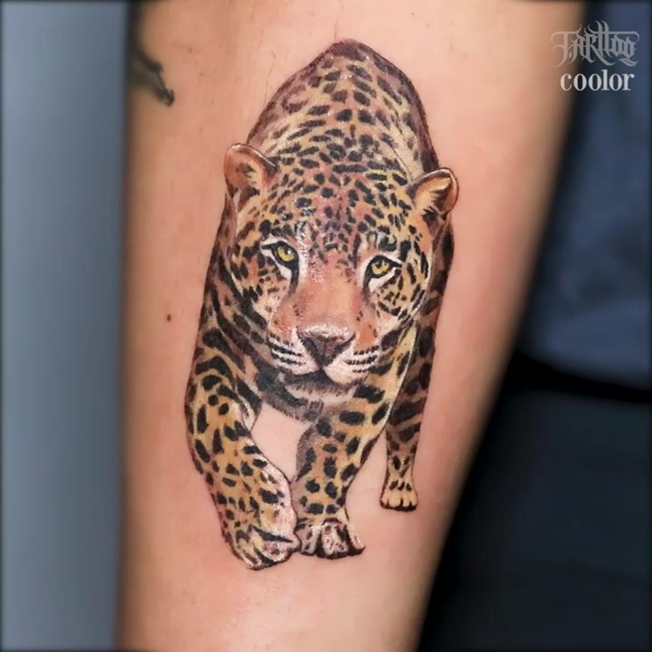 Leopard realistic tattoo leopard color real tattoo | hand tattoos