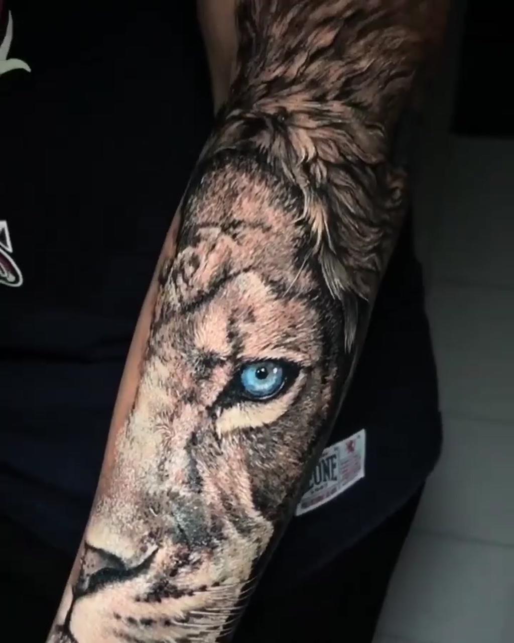 Lion tattoo by c gabriele pellerone; lion tattoo half sleeve