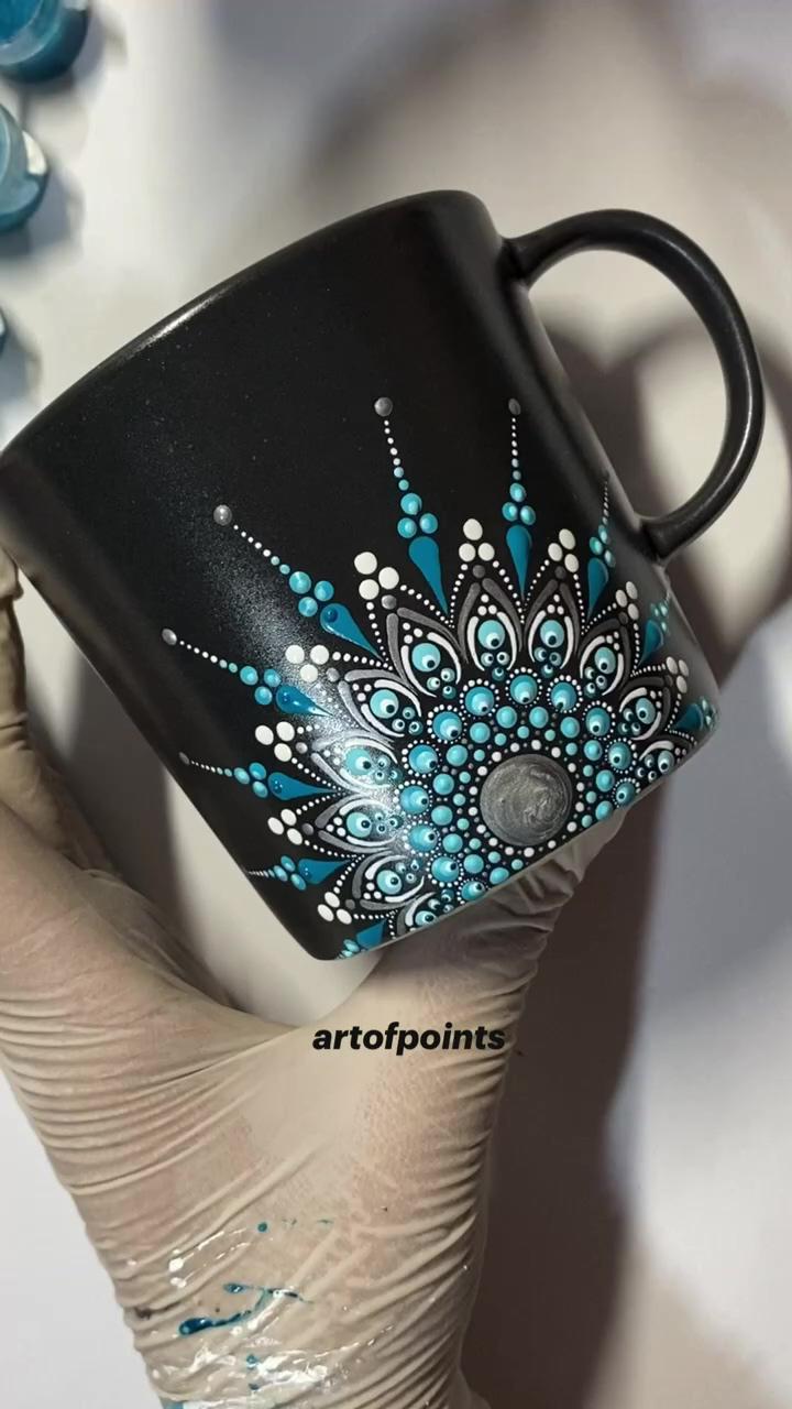 Mandala mug painting / dot art | painting lemons by philip boelter