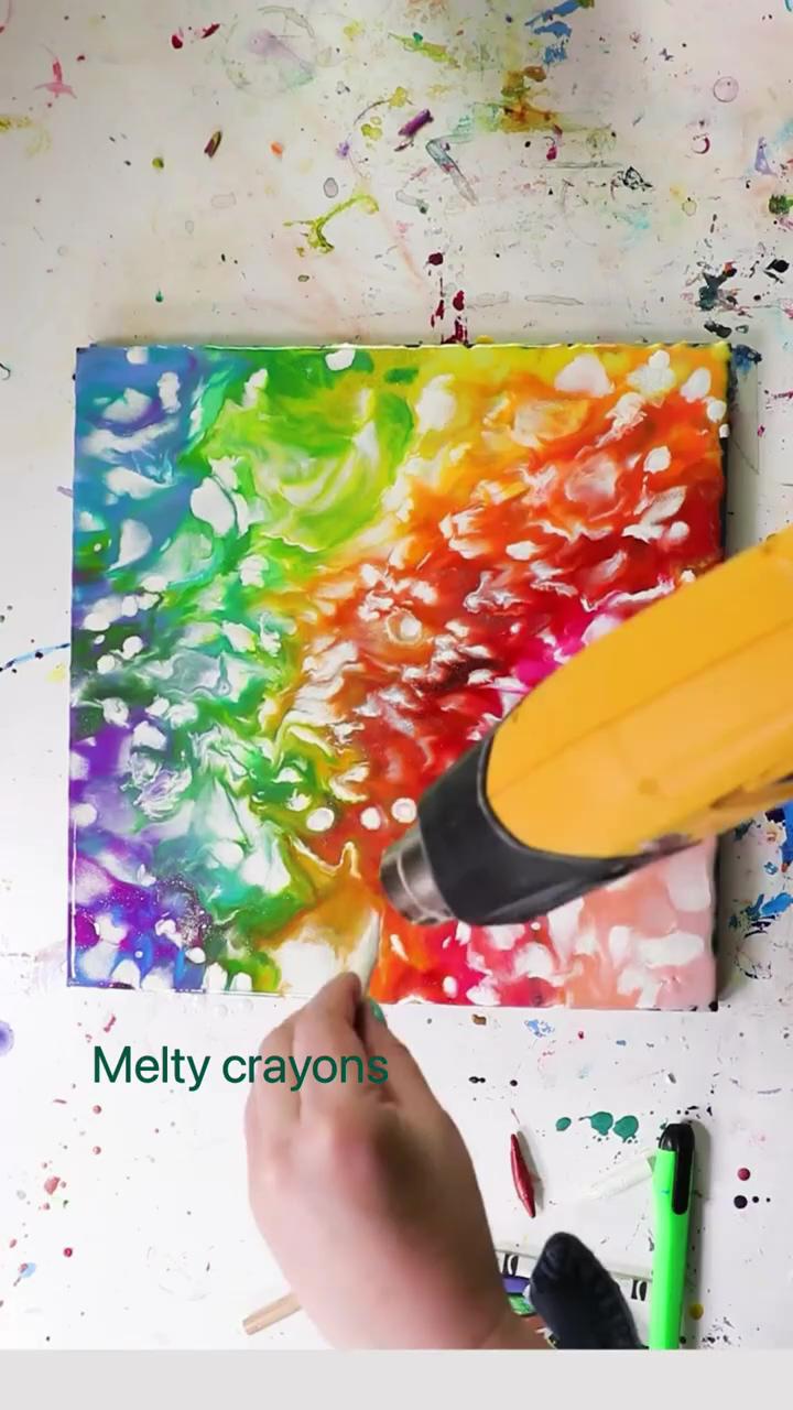 Melty crayons; asmr wet acrylic carving