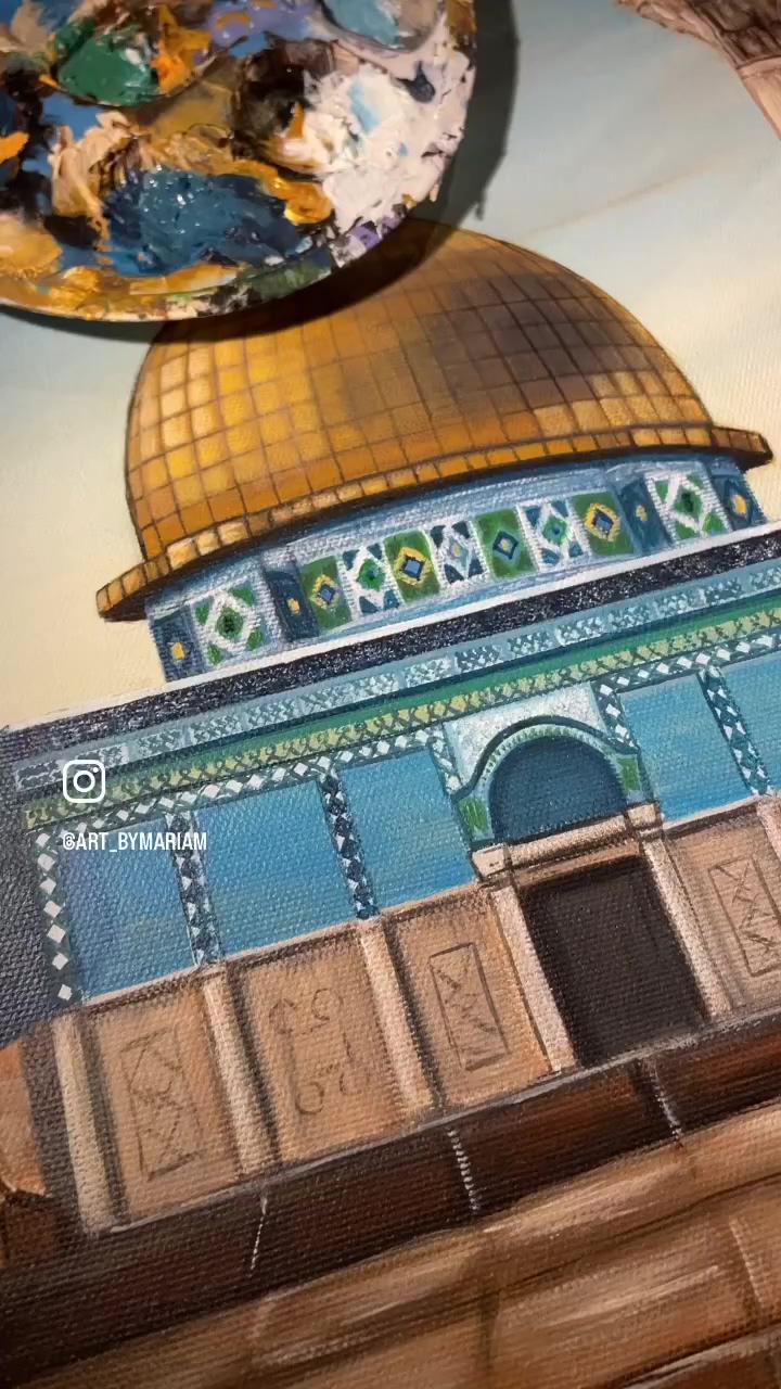 Painting aqsa mosque; creative painting