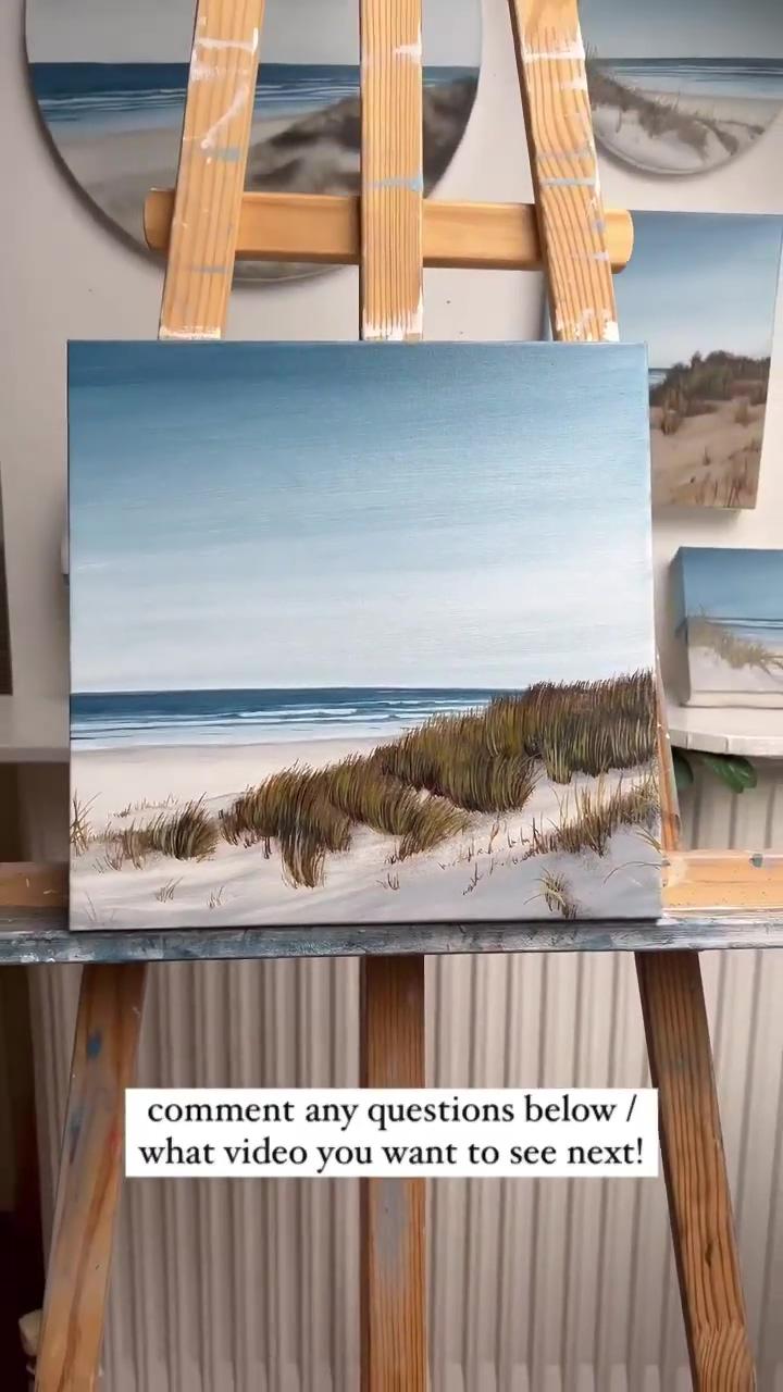 Painting creation; beach art painting