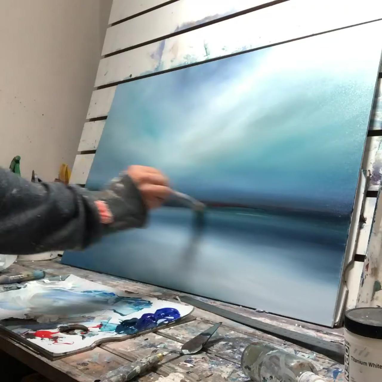 Painting process how to paint with acrylic | ocean art painting