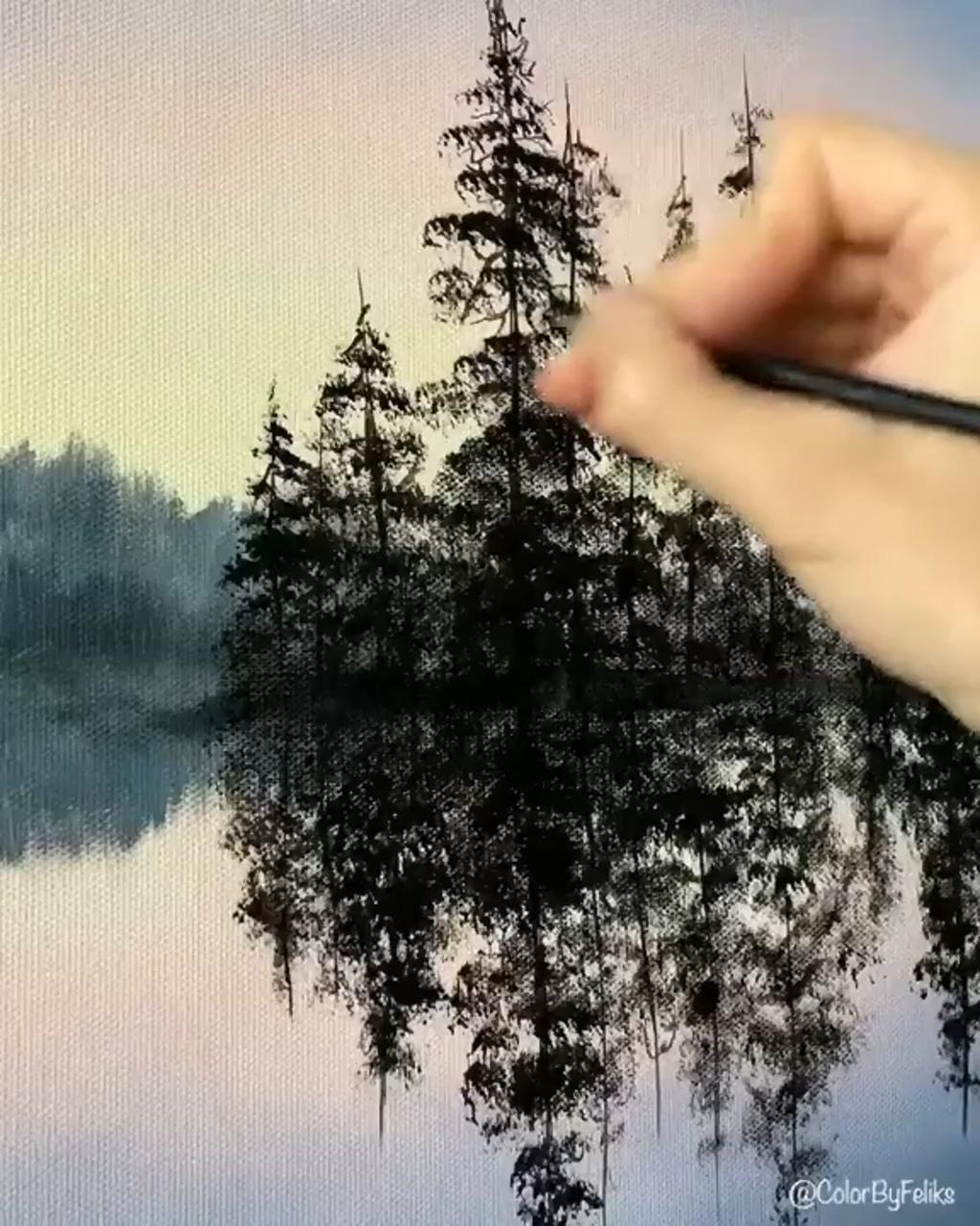 Painting water reflections using acrylics; acrylic painting inspiration