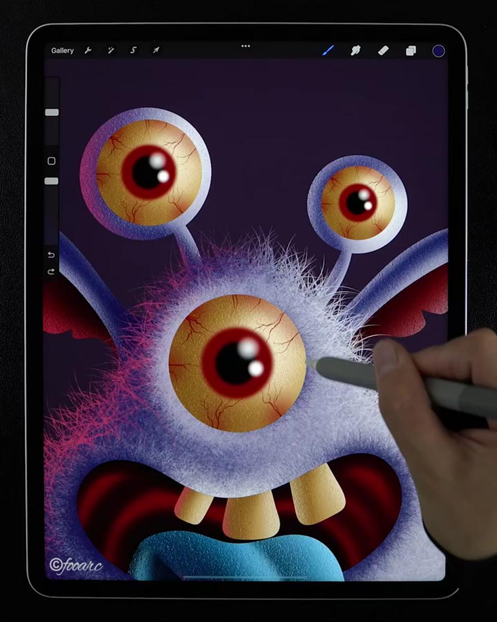Procreate: drawing crazy monster | digital art tutorial beginner