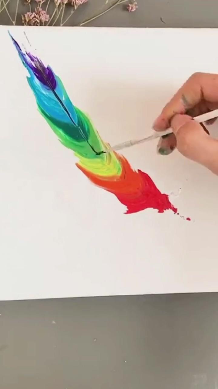 Pulling string painting - easy art | swirly koi fish pond acrylic painting
