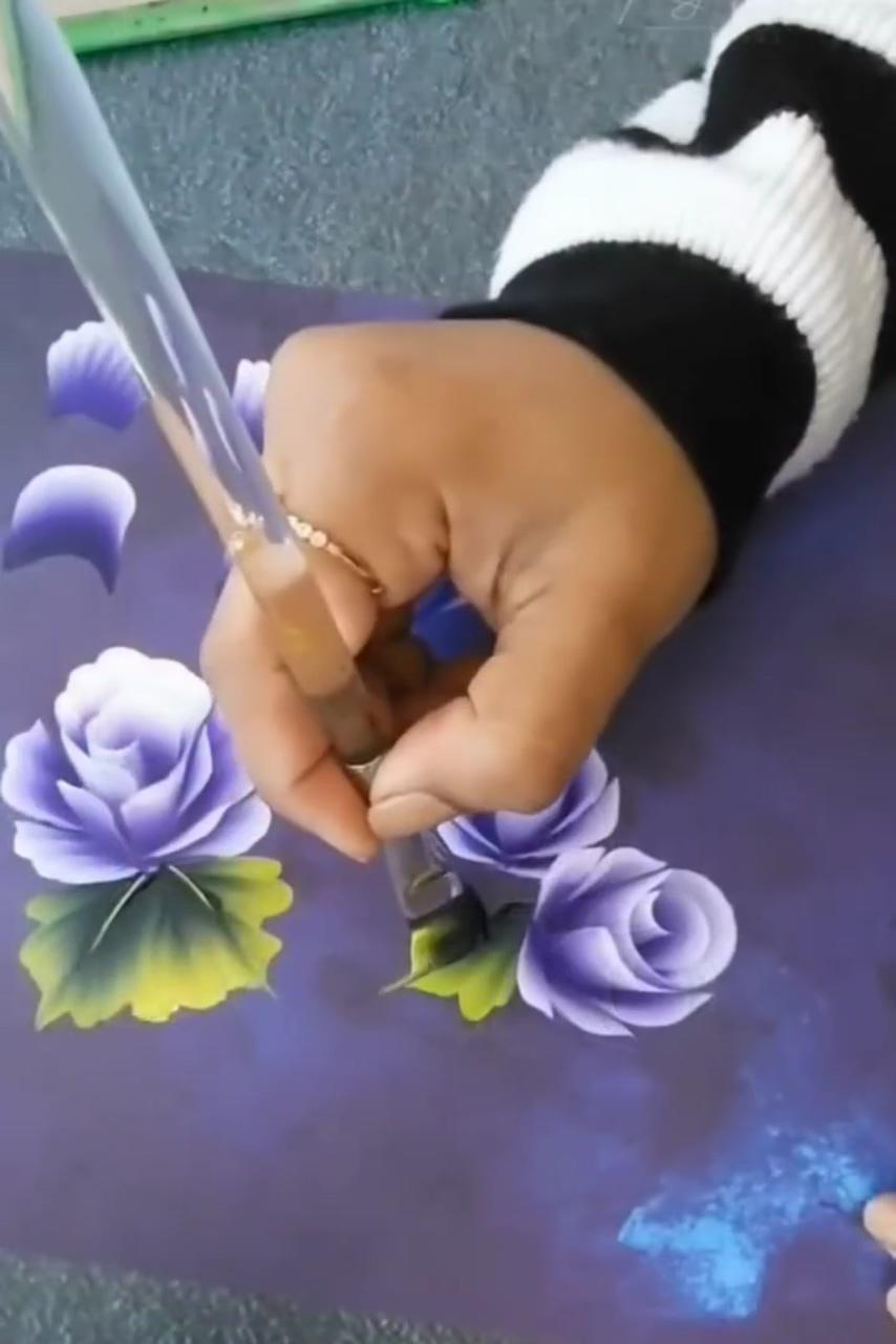 Purple flower painting; acrylic painting lessons