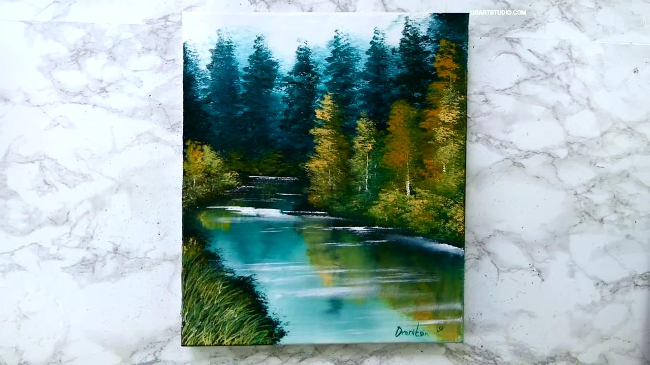 Quiet brook; landscape painting tutorial