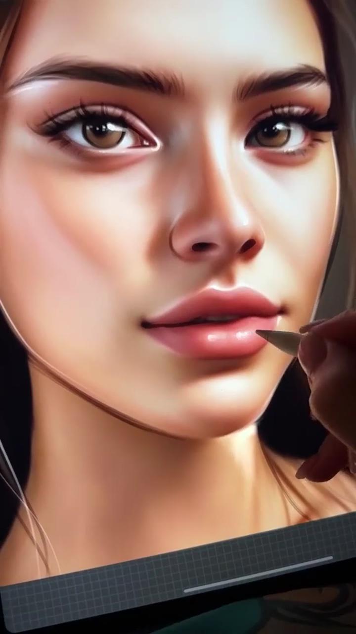 Realistic amazing drawing girl ipad; lips drawing procreate