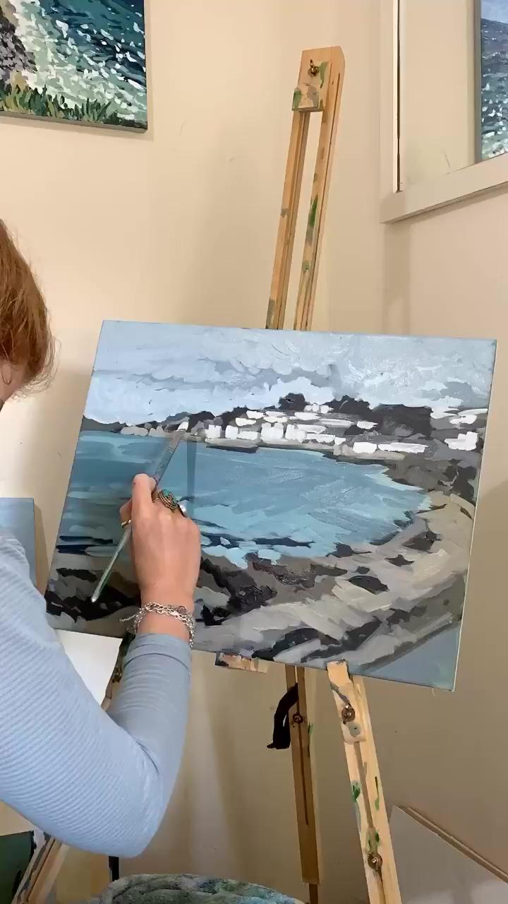 St mawes painting in progress; how to draw beautiful scenery with artbeek acrylic