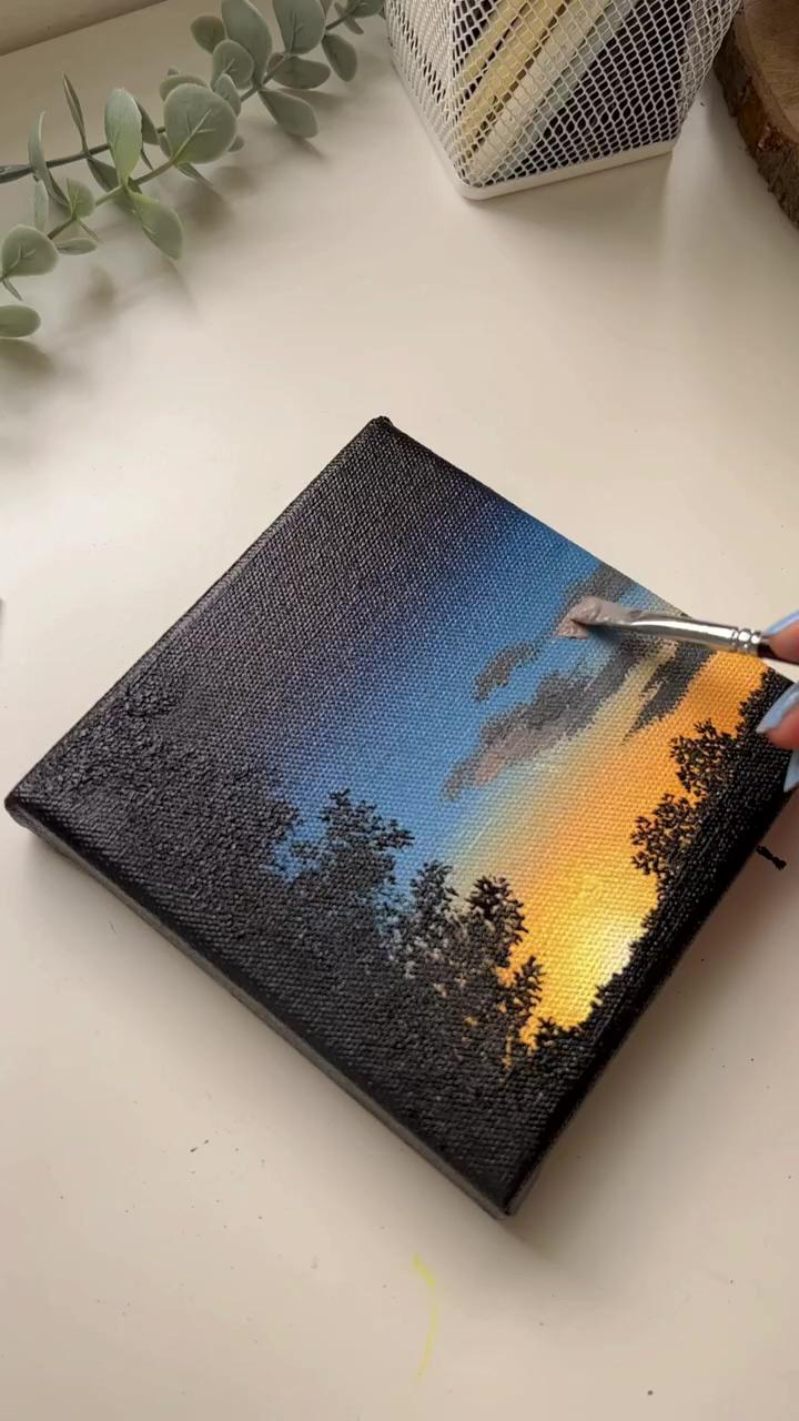 Sunset acrylic painting; sunset painting