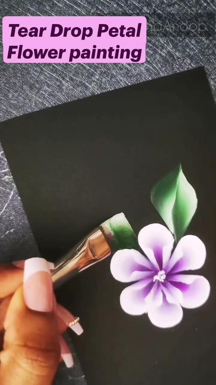 Tear drop petal flower painting; lovely rose painting slow video
