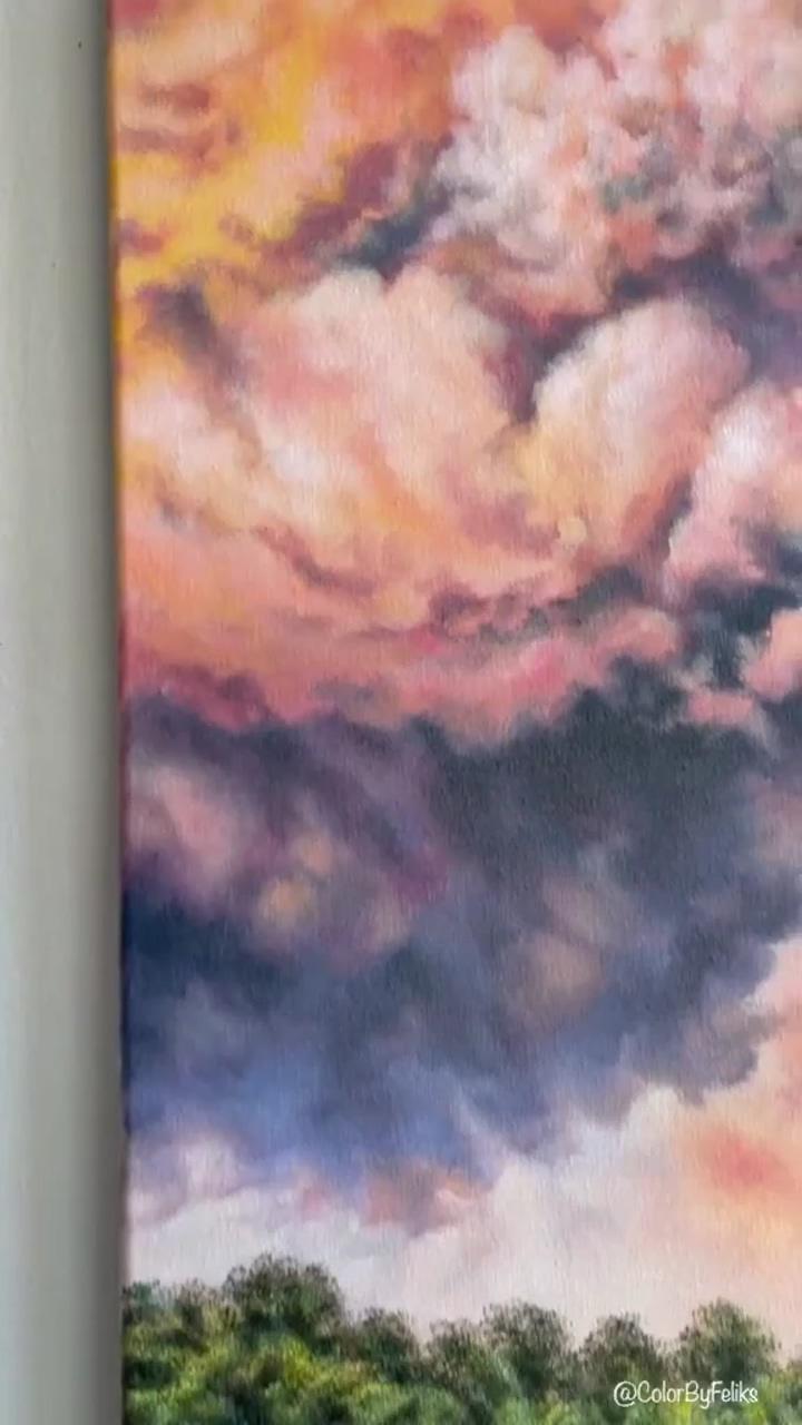 Tropical storm clouds acrylic painting tutorial | abstract painting techniques