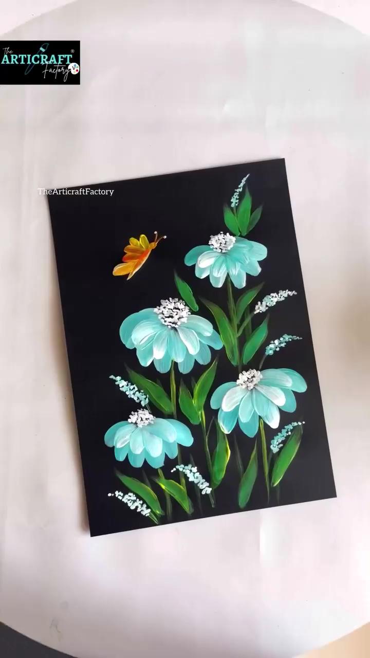 Vchitr beautiful floral painting tutorials; acrylics on canvas