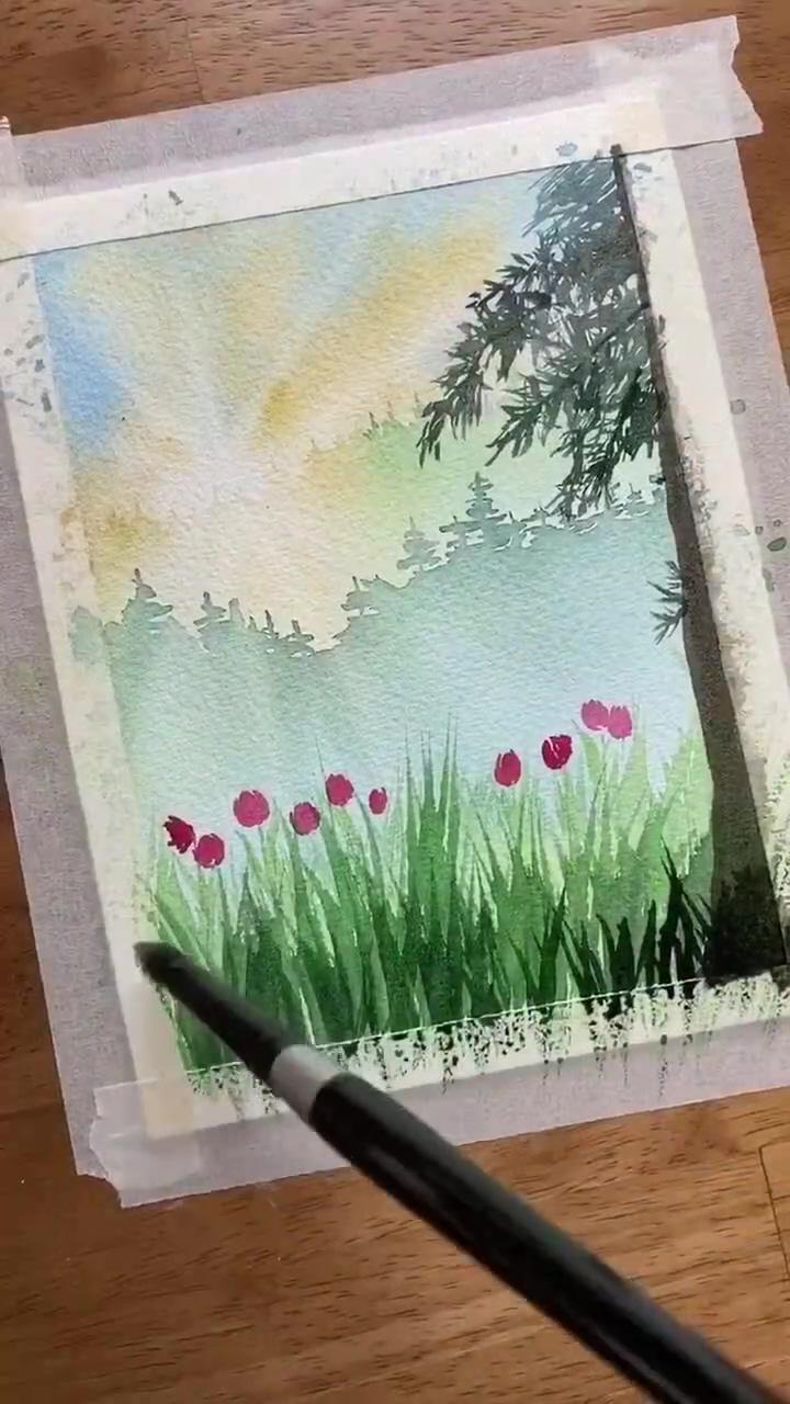 Watercolor landscape classes; art tutorials watercolor