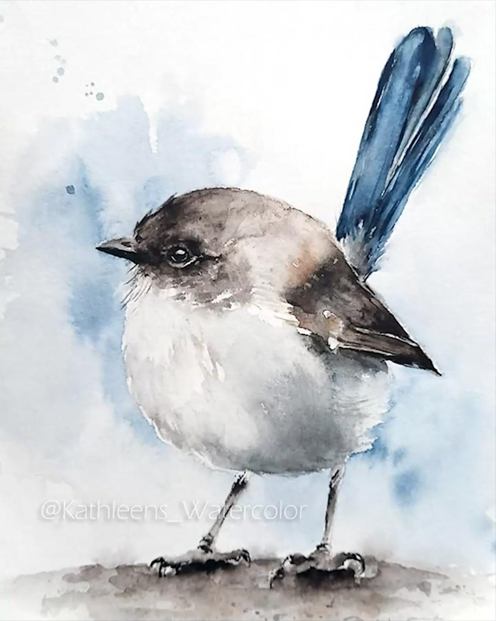 Watercolor tutorials step by step for beginner | bird watercolor tutorial step by step