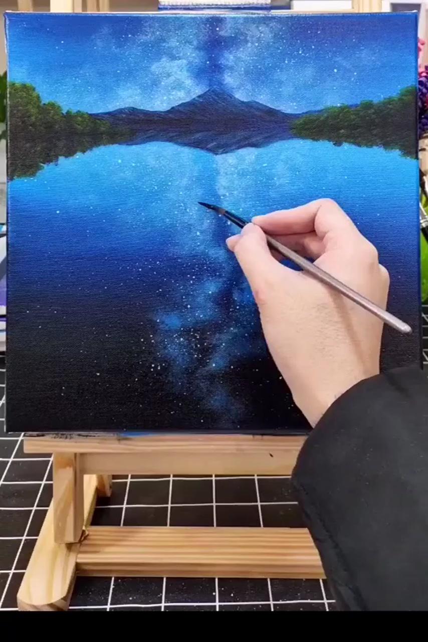 We are inside the milky ways; blue landscape painting tutorial