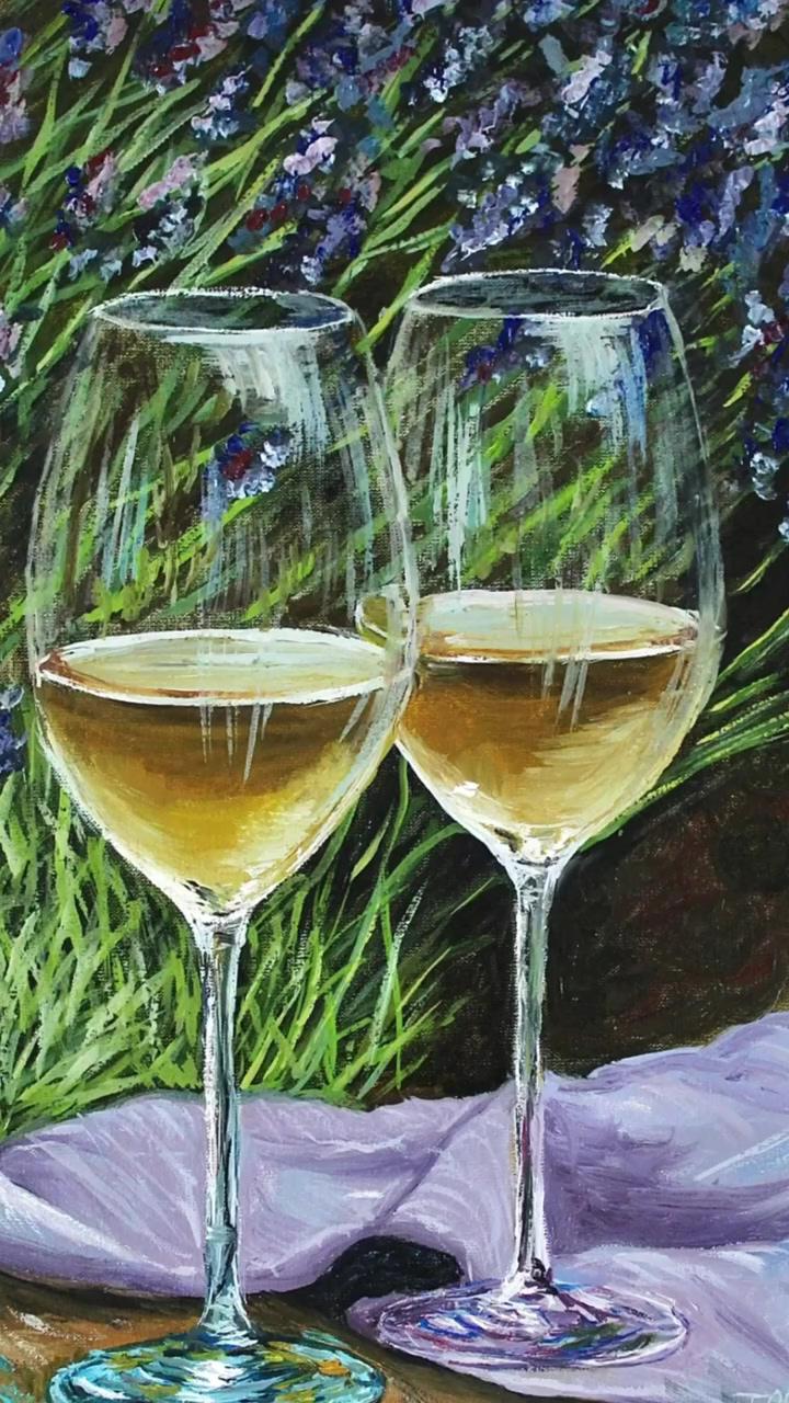 Wine again. original oil painting by liza illichmann; limoncello spritzer, original oil painting