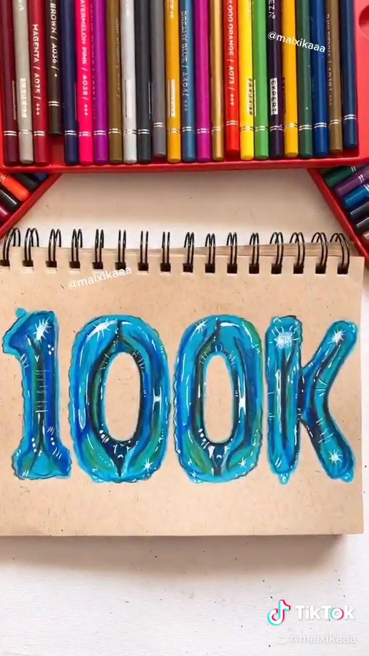 100k on tiktok: foil balloon drawing | 3d art drawing