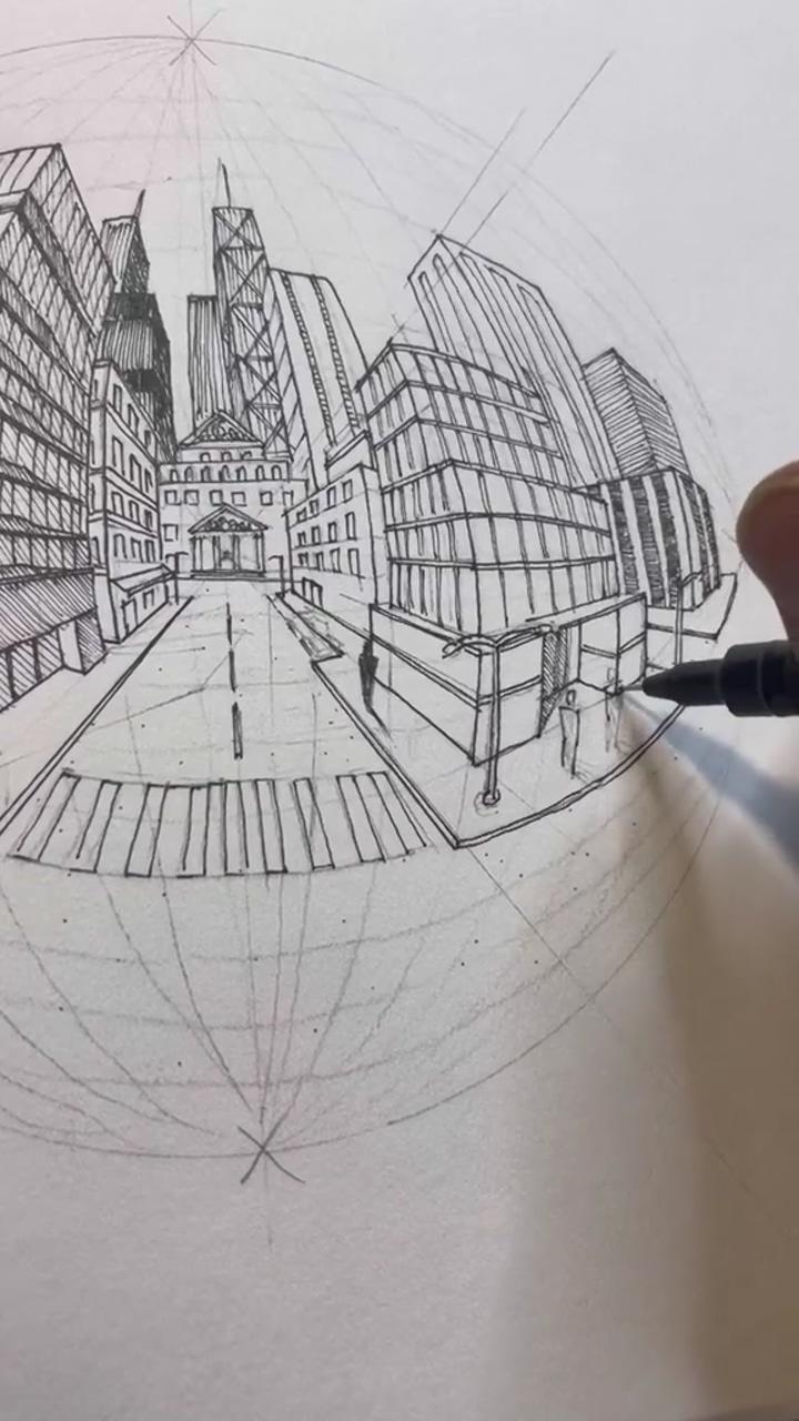 5 point perspective | credit: tiktok _hapipeyt architecture drawing