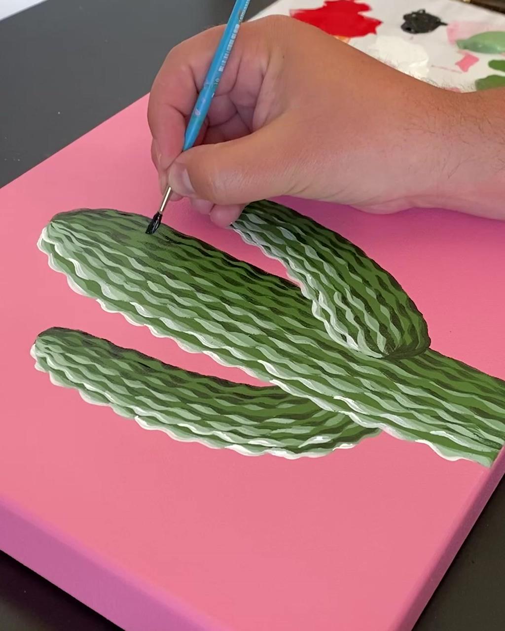  acrylic painting a saguaro cactus by philip boelter; canvas painting tutorials