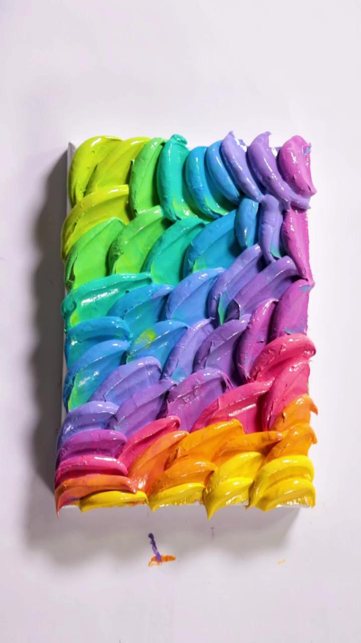 Acrylic painting | rainbow of paint petals