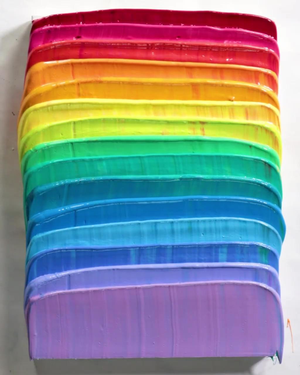 Amazing thick acrylic rainbow painting by josie lewis; creative painting