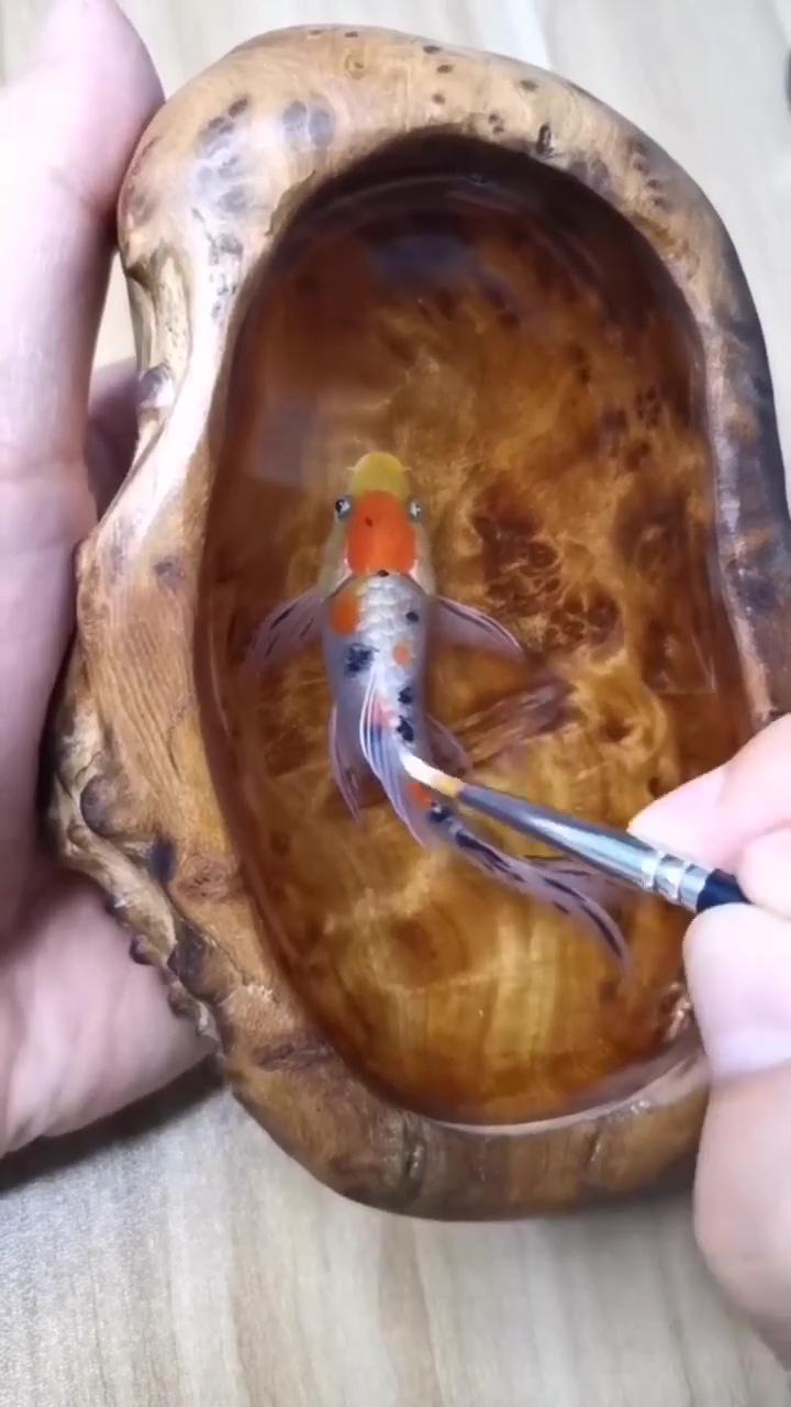 Cool fish drawing techniques resin crafts | koi fish drawing