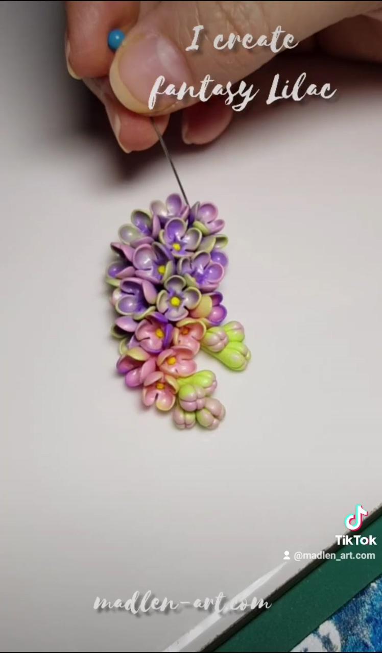 Create lilac flowers jewelry; diy earrings polymer clay