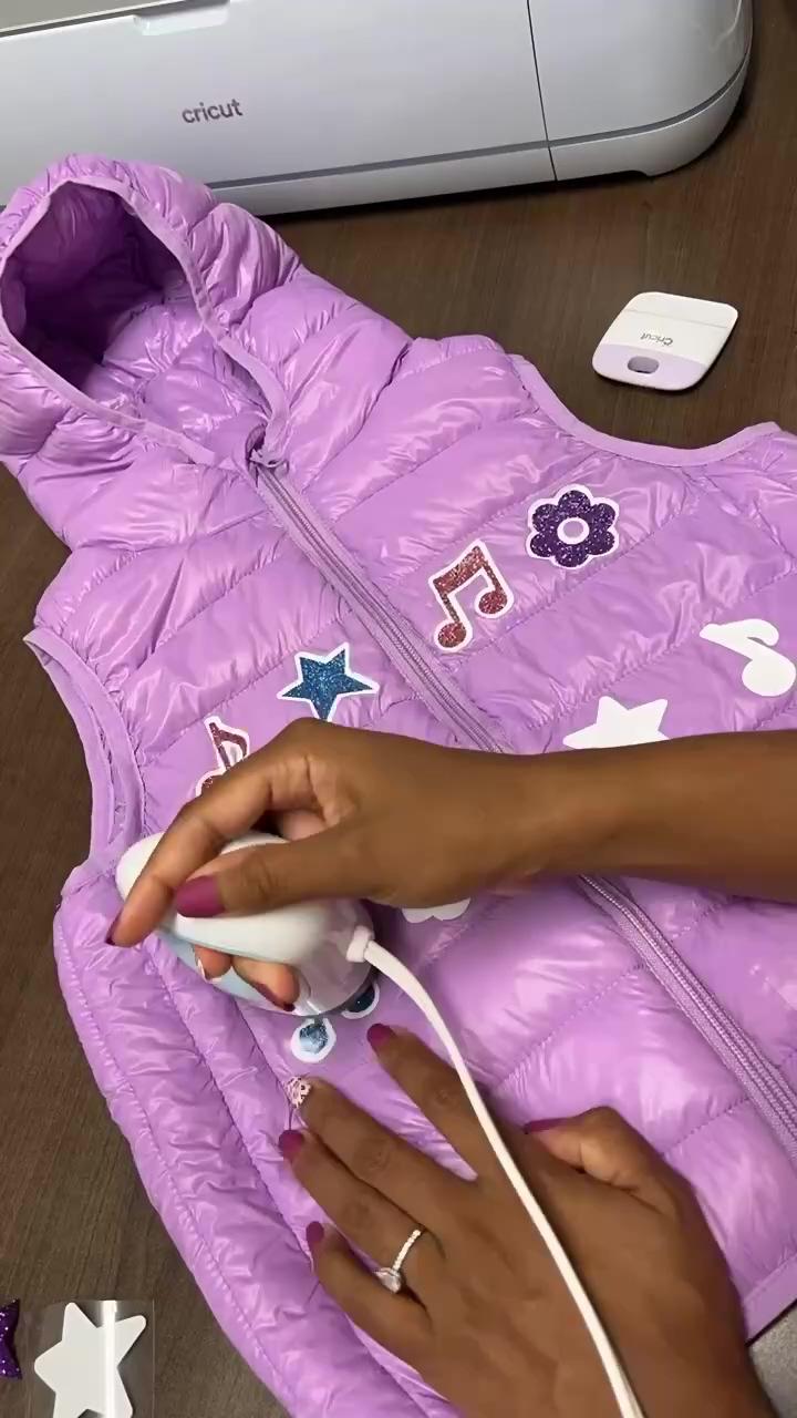 Cricut project idea - kids wellies and coat upcycle; gouache 8-point star
