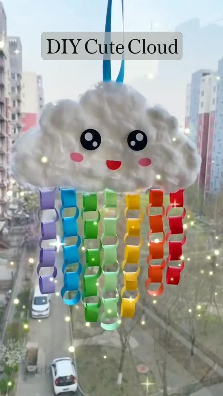 Diy cute cloud hand craft; rainbow diy