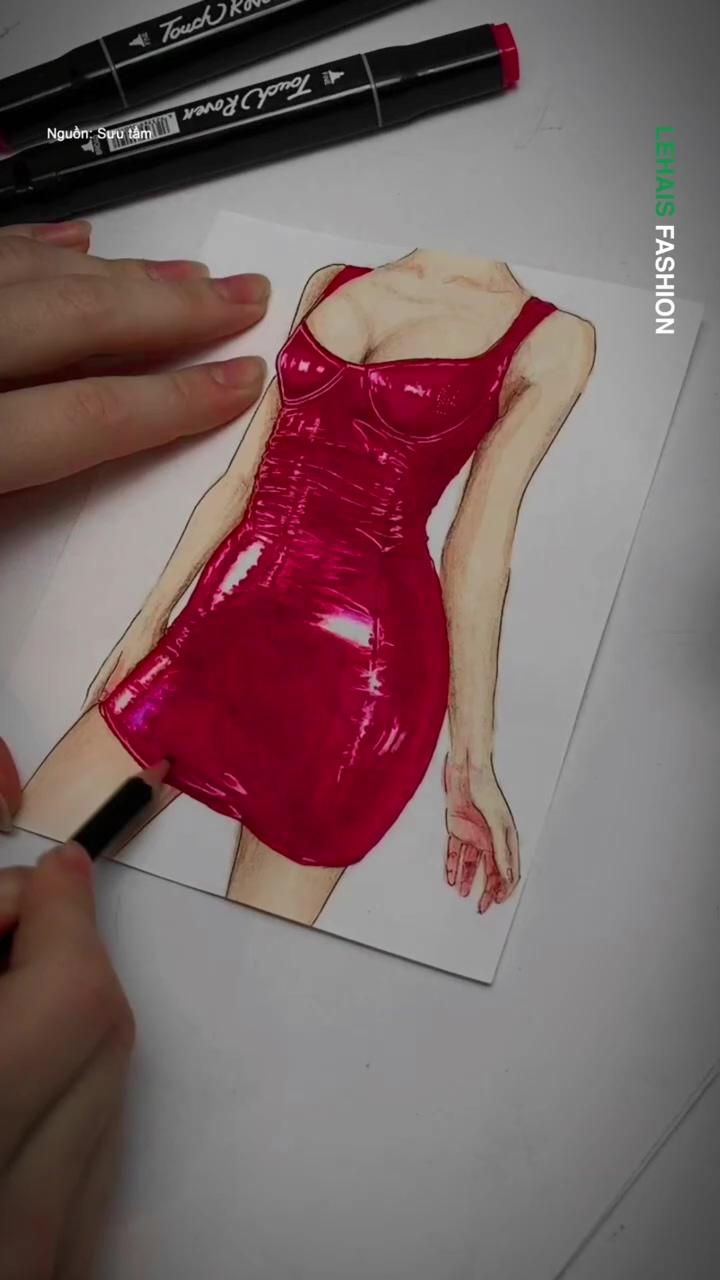 Drawing a very sexy dress design #thietkethoitrang #lehaisfashion | fashion art and michaela koleva