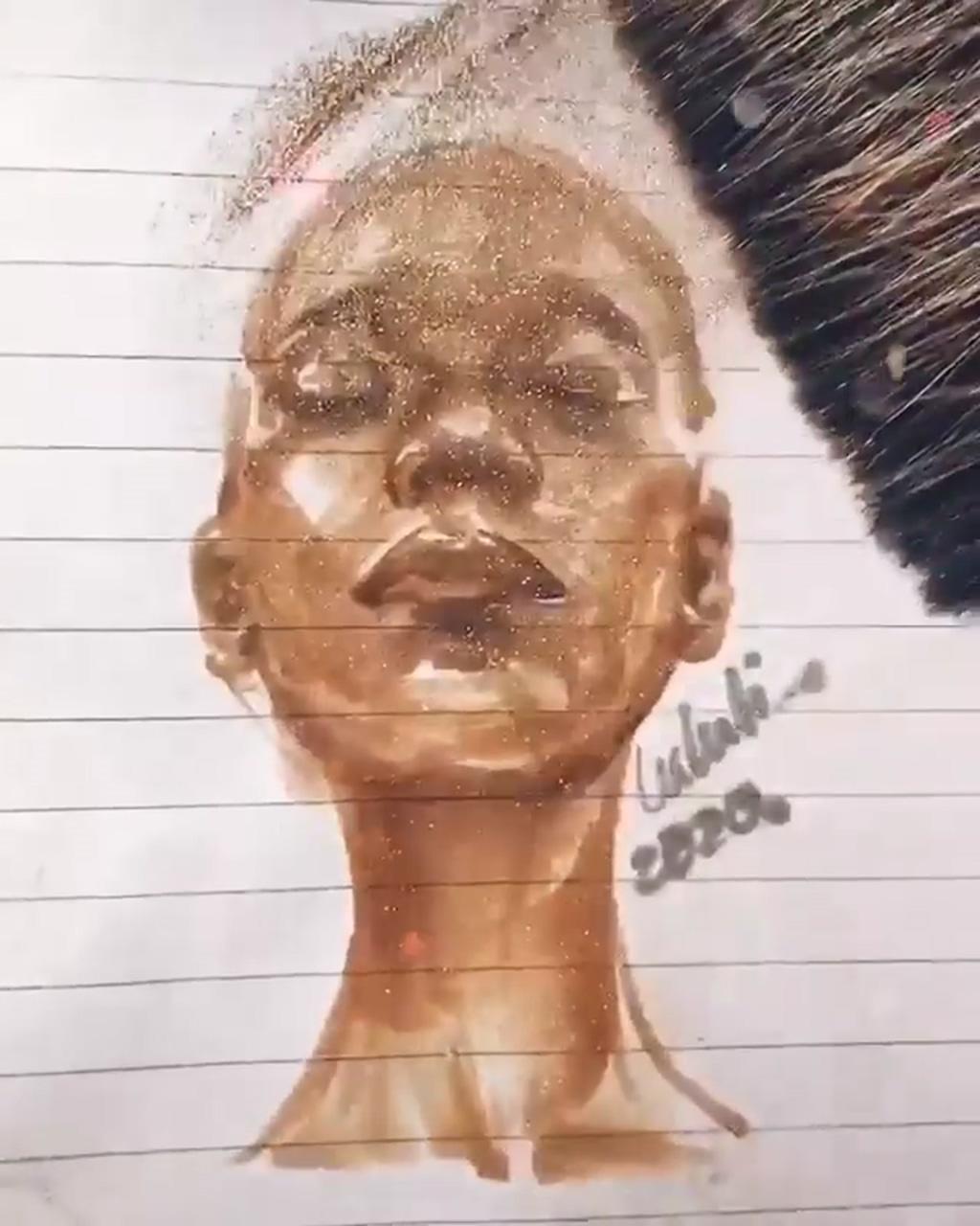 Drawing portrait with just one brown marker, drawing challenge; cute parrot drawing 