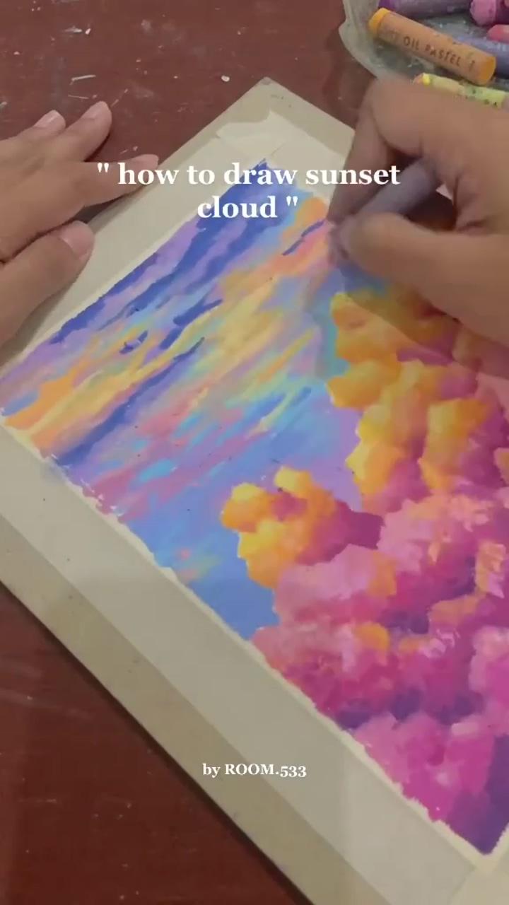 Drawing sky using pastel; painting art lesson