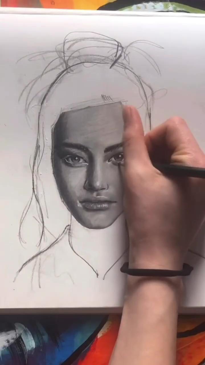 Easy steps for drawing a portrait with pencil link in bio for master artist course | drawing tutorial face