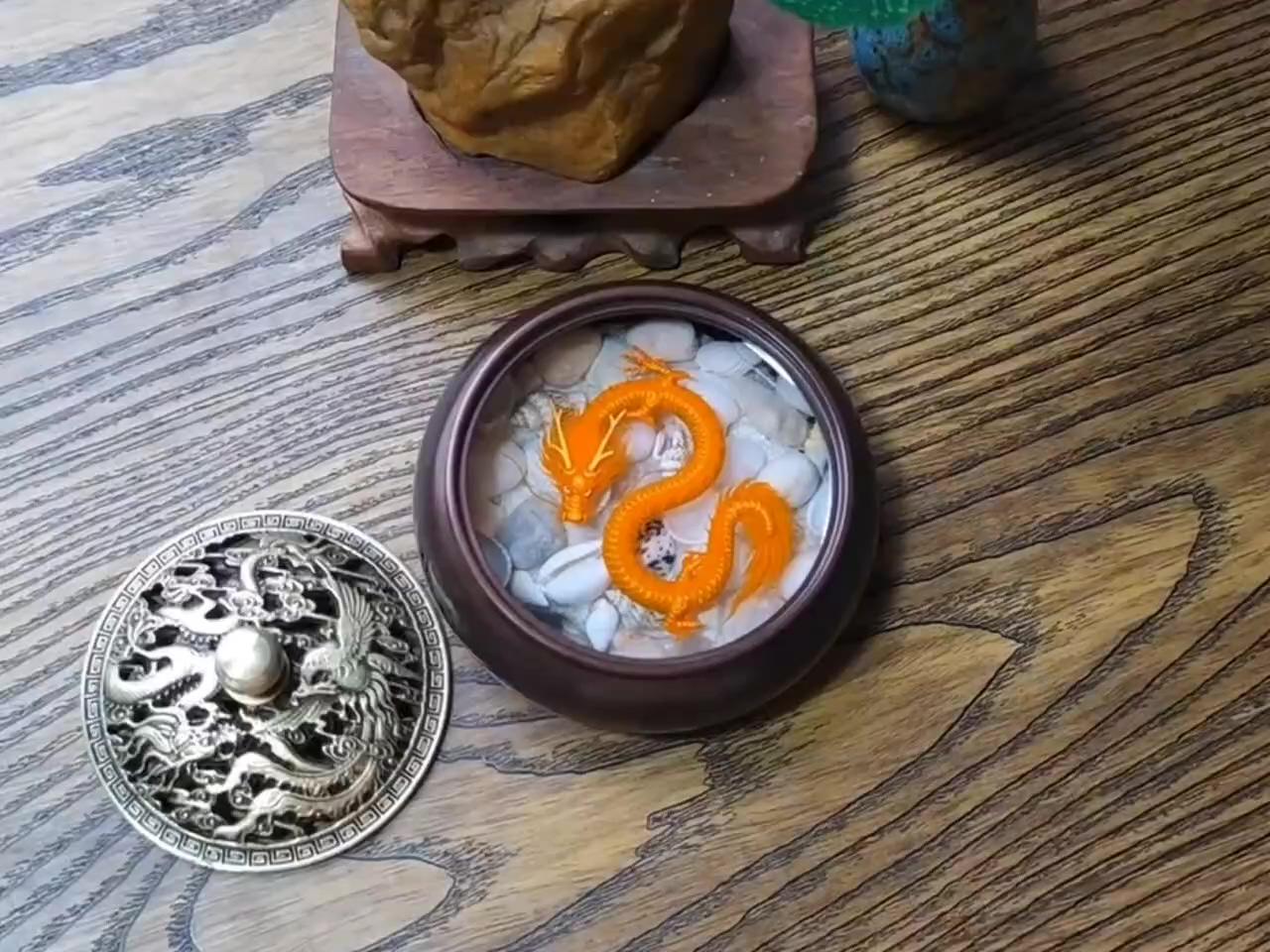 Epoxy resin painting orange dragon | 3d resin painting