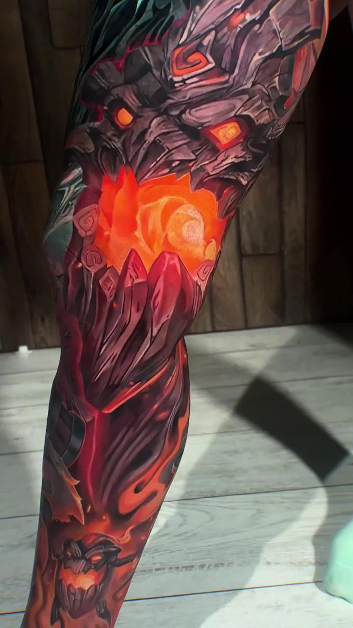 Full legsleeve tattoo by m1chael_tattooer; dark tattoo ideas to add mystique