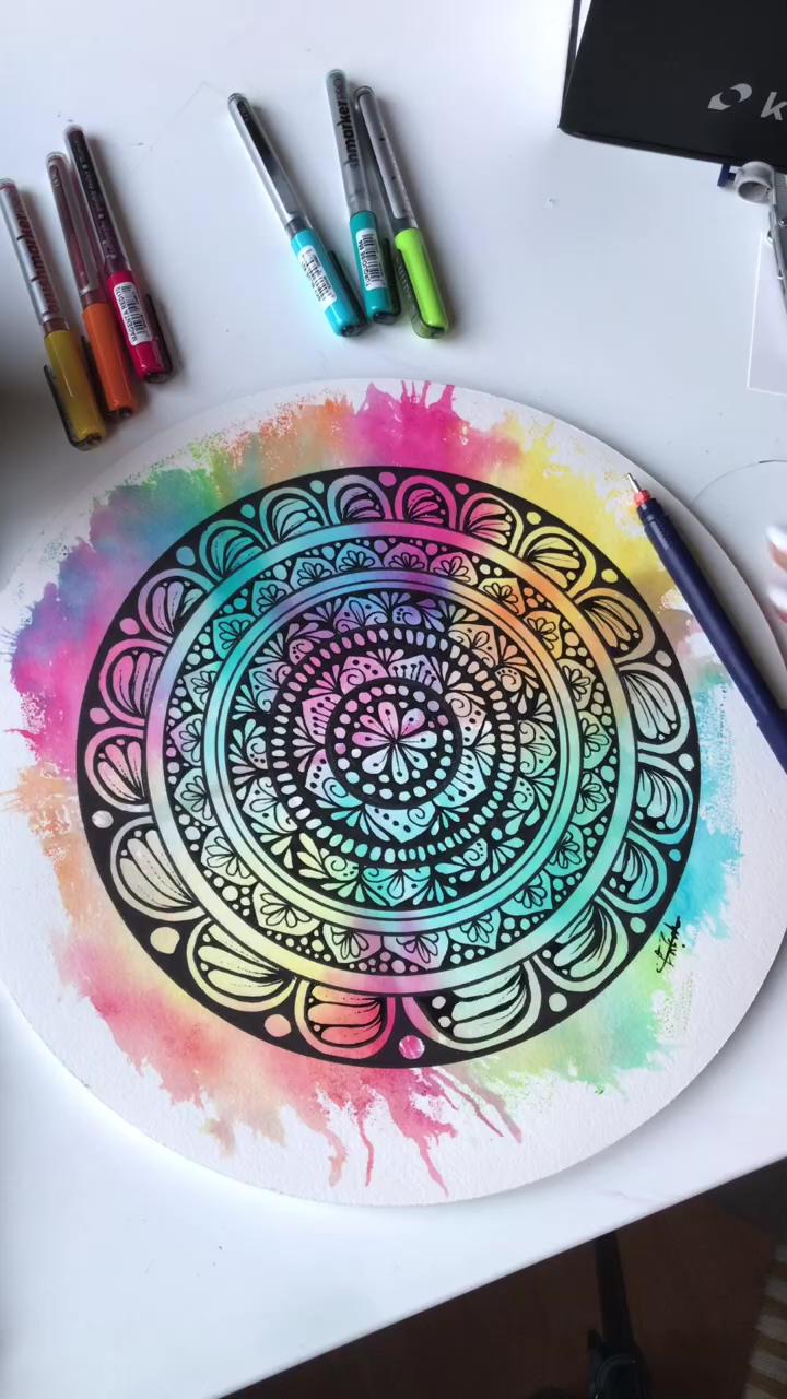Fun drawing with karin markers; watercolor colourful abstracts