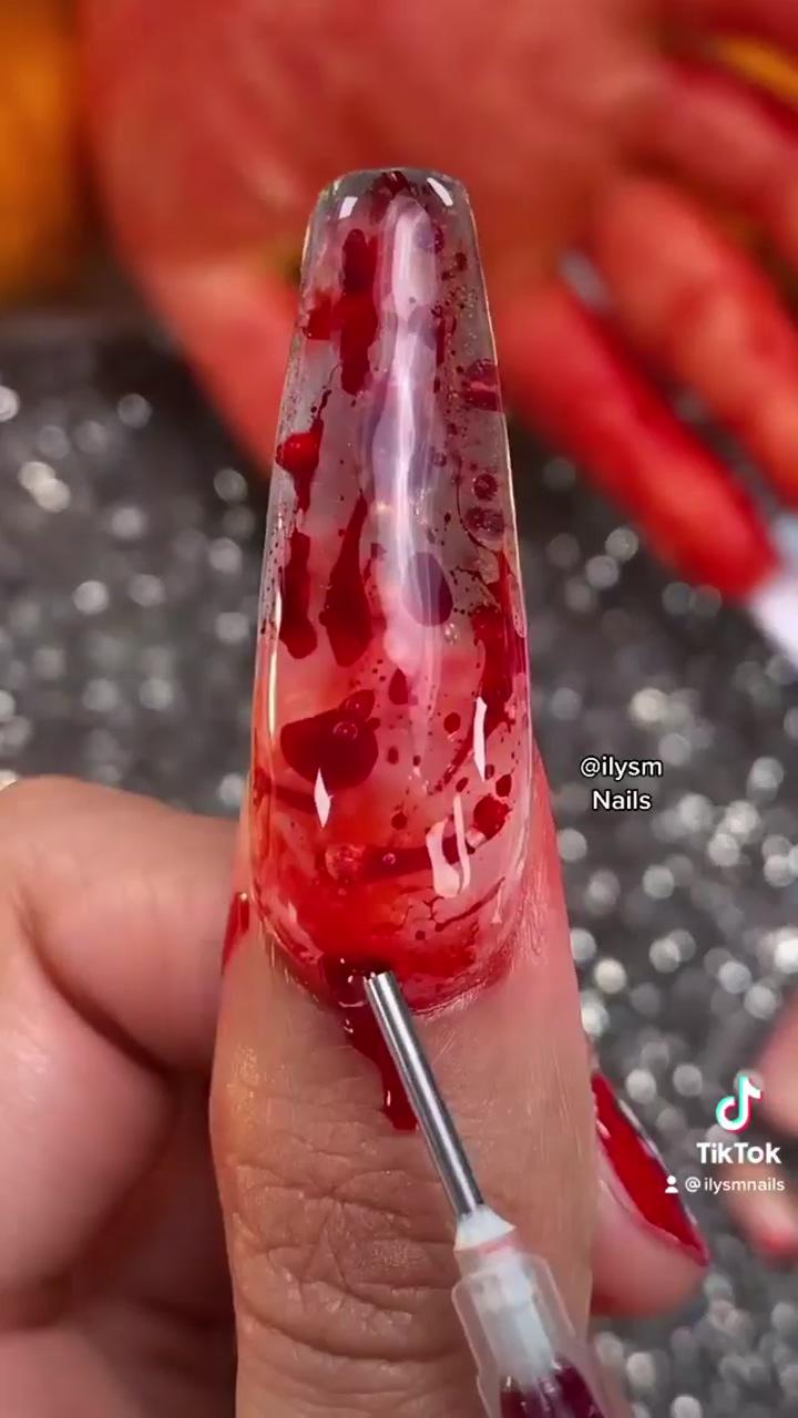 Halloween nails; watermelon makeup 