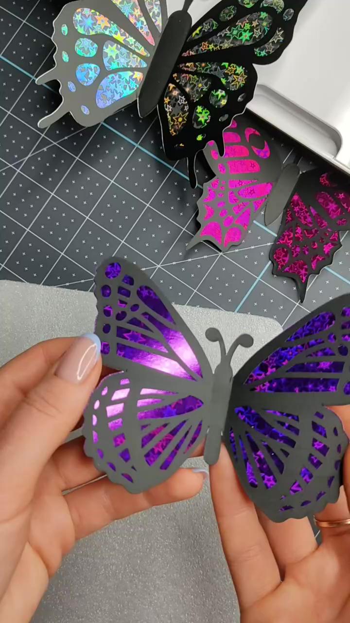 Holographic paper butterflies svg, creative vector studio; paper crafts diy tutorials