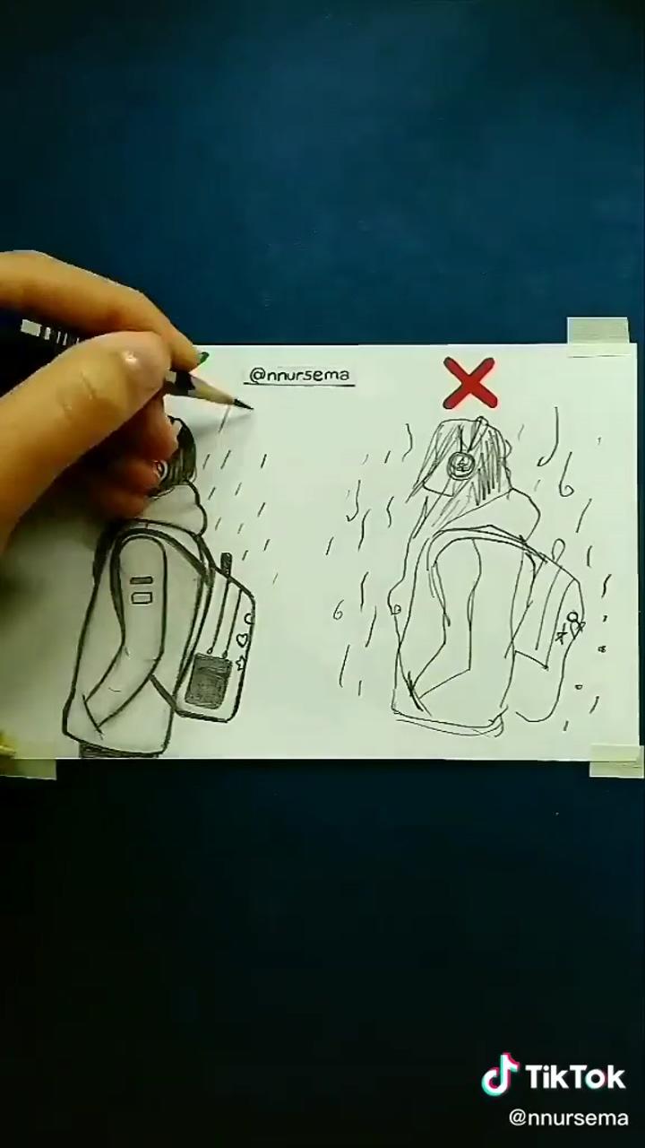 How to draw a girl in a rainy day correctly; easy craft ideas for the home - easy craft videos