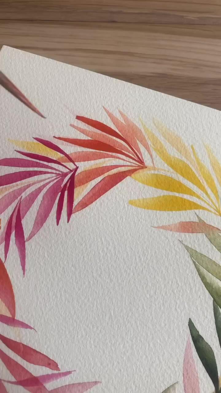 How to paint colorful leafy wreath in watercolor | watercolours