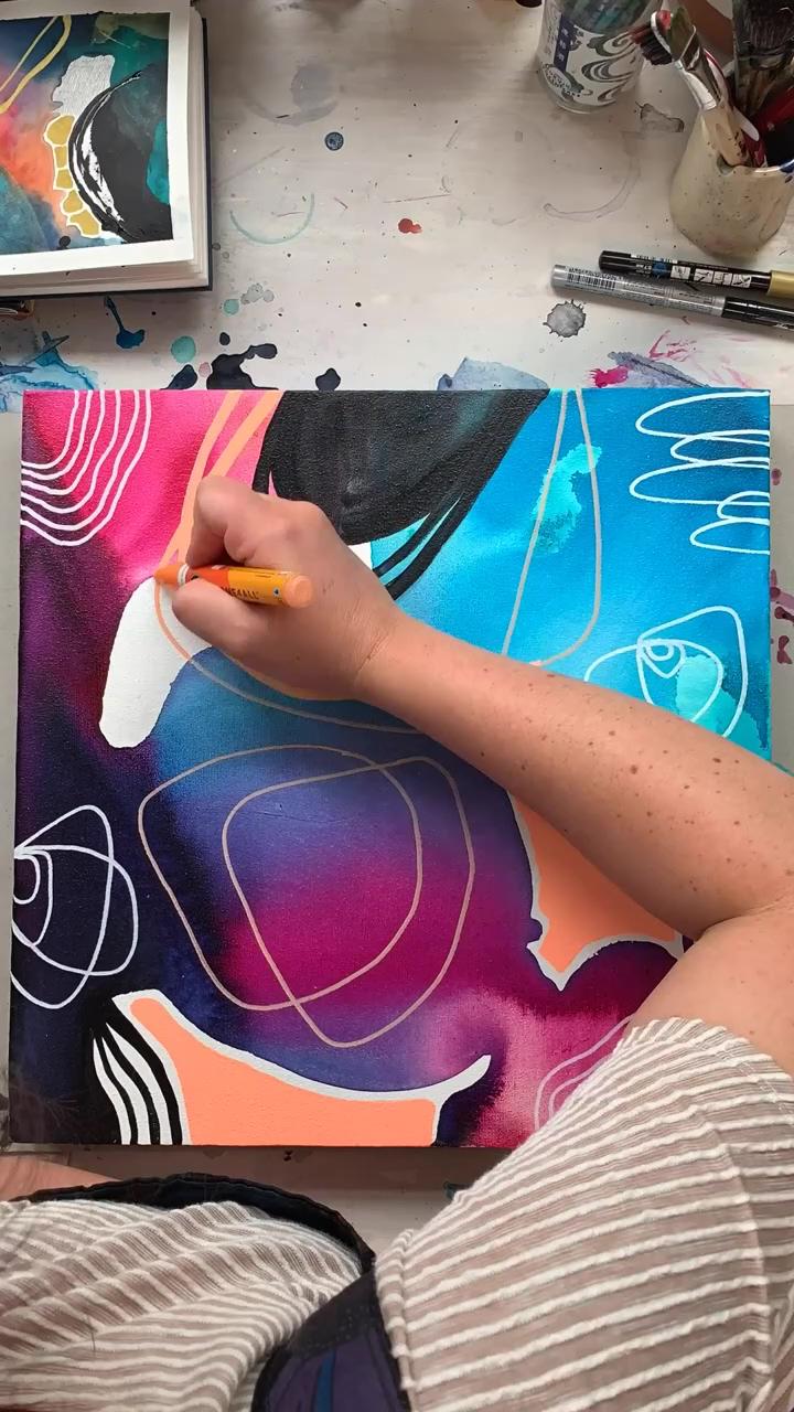 Kate hursthouse, abstract art process; anyone can draw a face in profile with this technique 