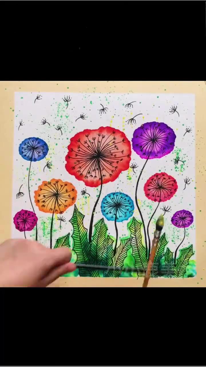 Learn how to draw flowers with fun tutorials | plastic baggie technique / easy watercolor background
