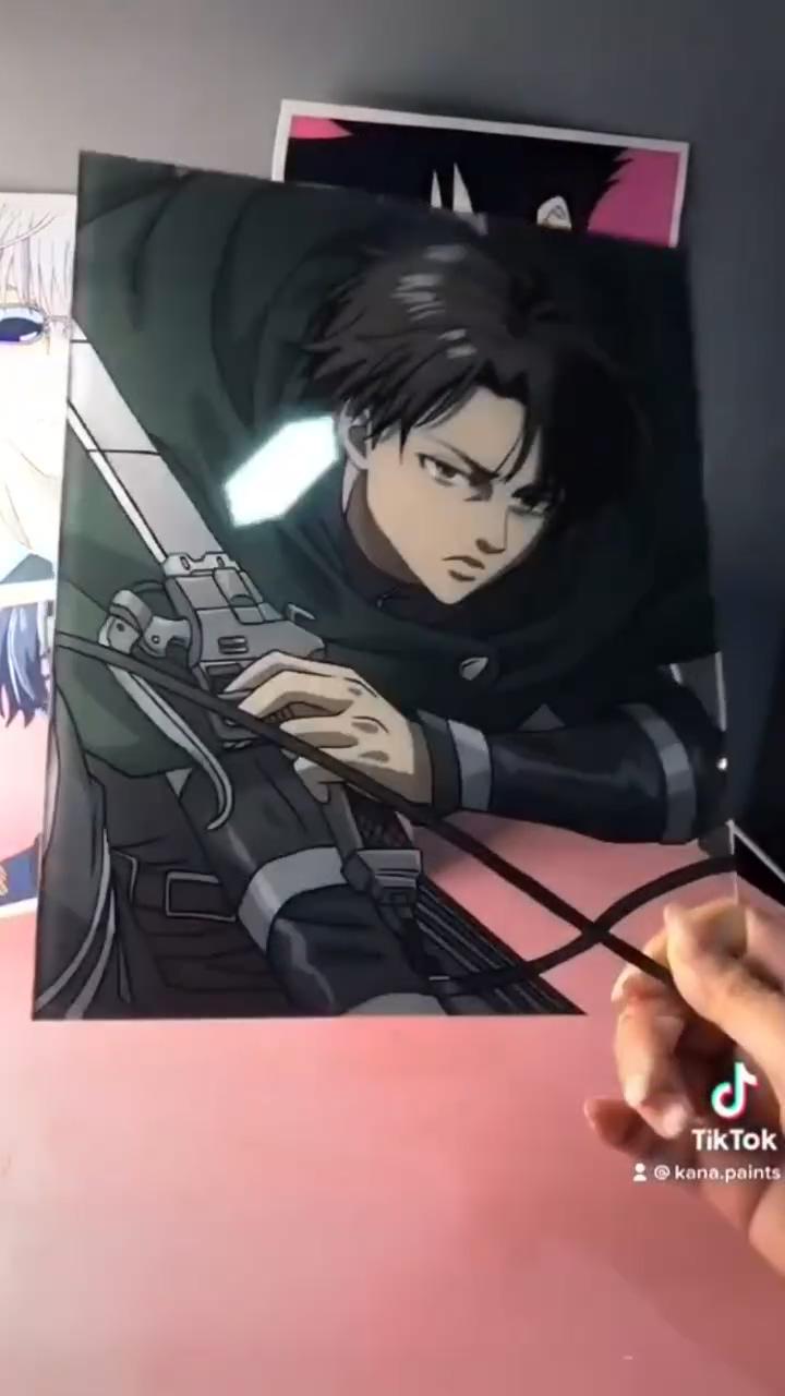 Levi ackerman from attack on titan glass painting; painting canvases