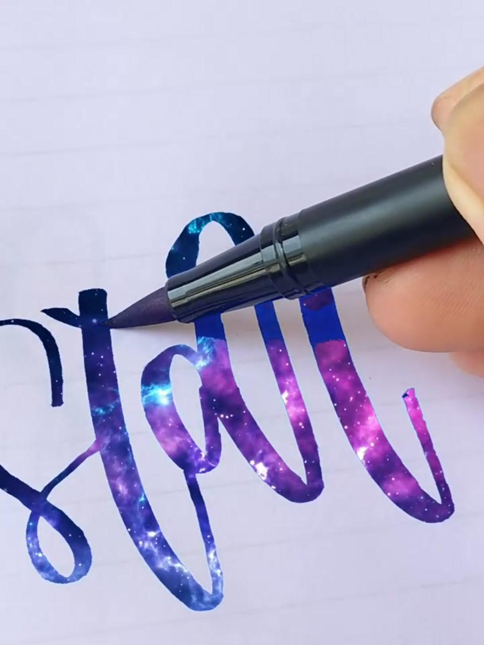 Magic moving letter, brush calligraphy; brush pen calligraphy