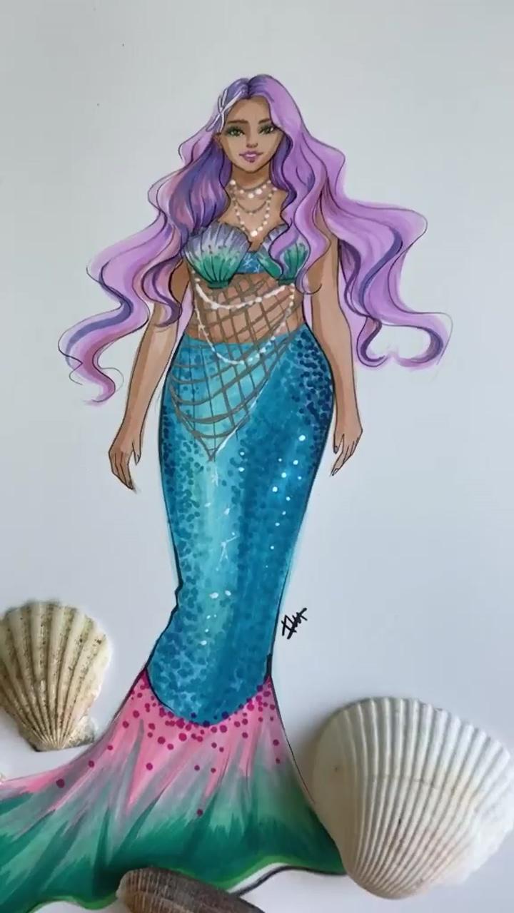 Mermaid fashion illustration by rongrong devoe #fashionillustration #mermaid | fashion illustration - face tutorial
