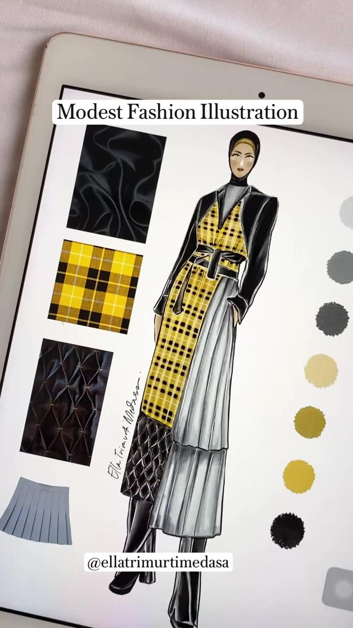 Modest fashion illustration; fashion illustration. saint laurent fall23